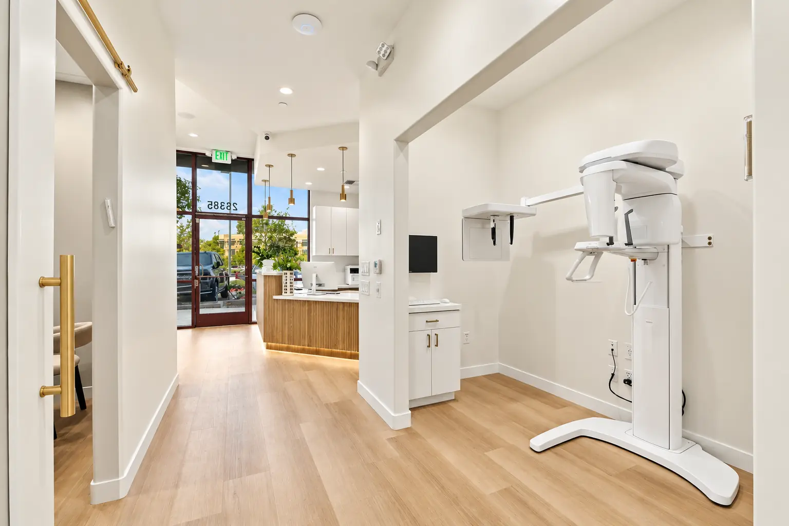 The X-ray suite and hallway toward the front desk at SC Orthodontics